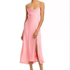 Astr Gaia Midi Slip Dress Strawberry Pink Size Small Colorful Party Vacation